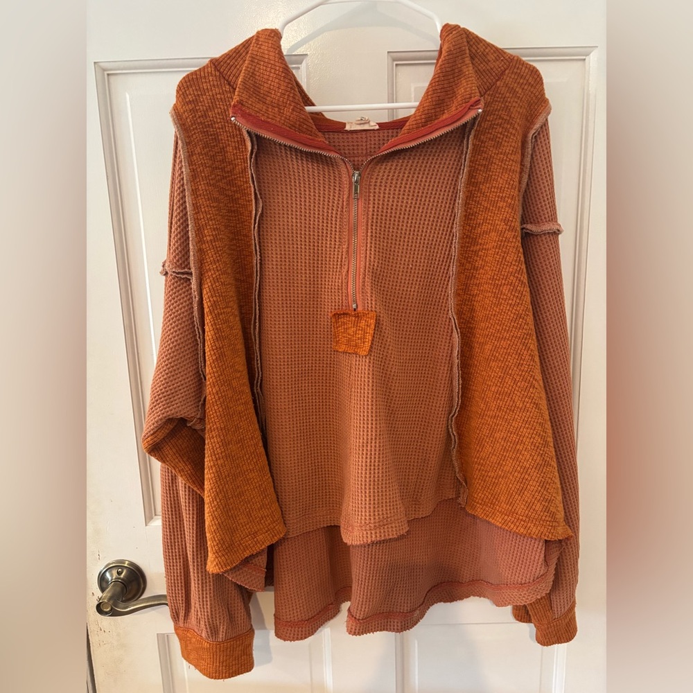 Orange Waffle Knit Sweater